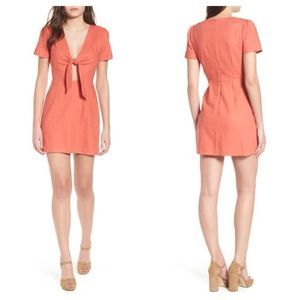 Socialite Coral Tie-Front Mini Dress